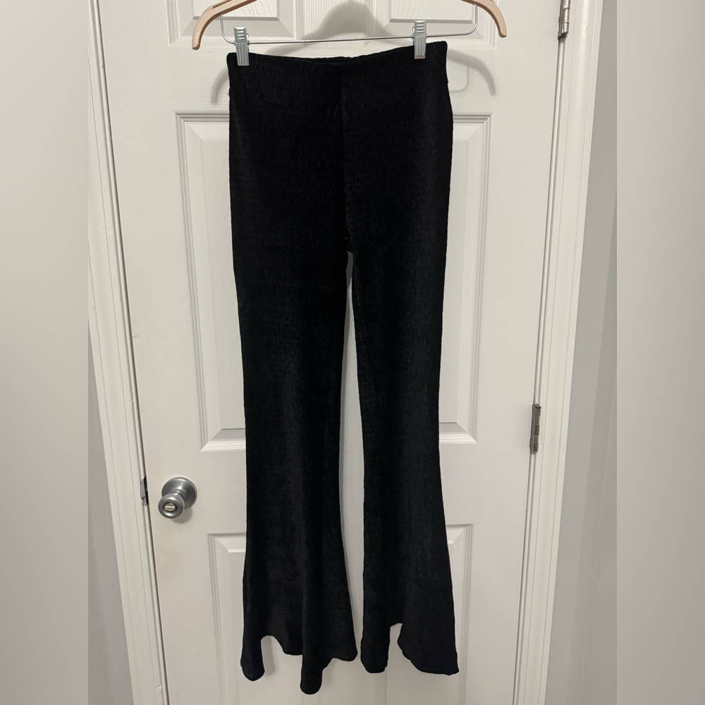 Free People Black Stretch Velvet Flare Pants Size Small